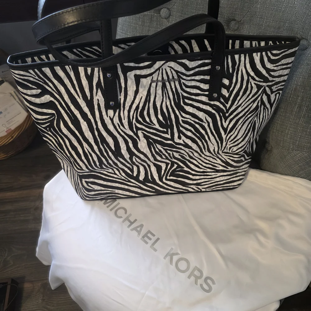 Michael Kors Black and White Zebra Tote - Picture 1 of 4
